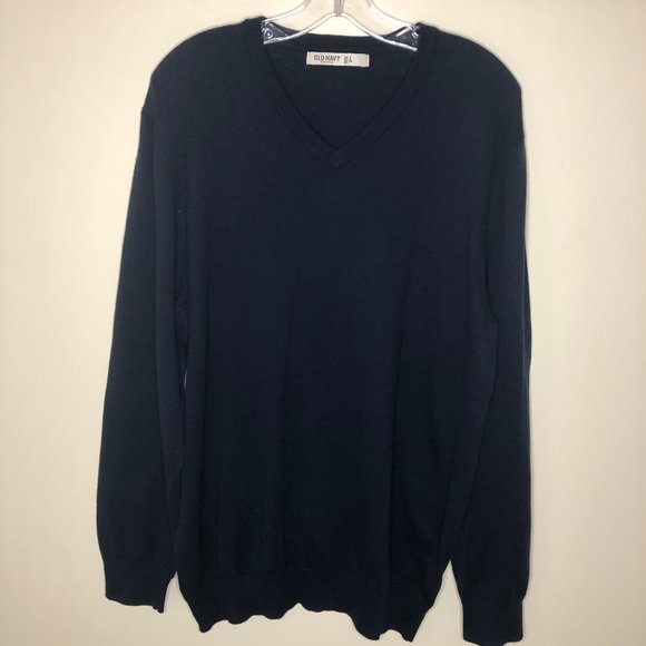 Old Navy 100% Cotton Navy Blue V-Neck Academia Weekender Sweater Business Casual - Picture 1 of 10